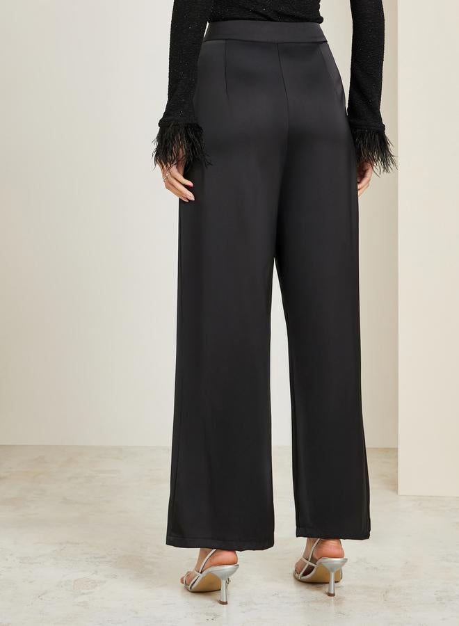 Styli Women Black Wide Leg Pants - Image 3